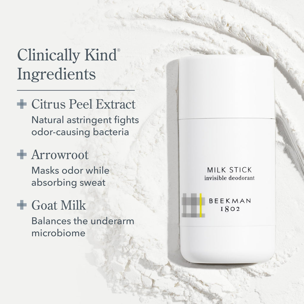 Beekman 1802 Milk Stick Whole Body All-Day Invisible Deodorant – Aluminum-Free, Citrus Scent, 2.5 oz
