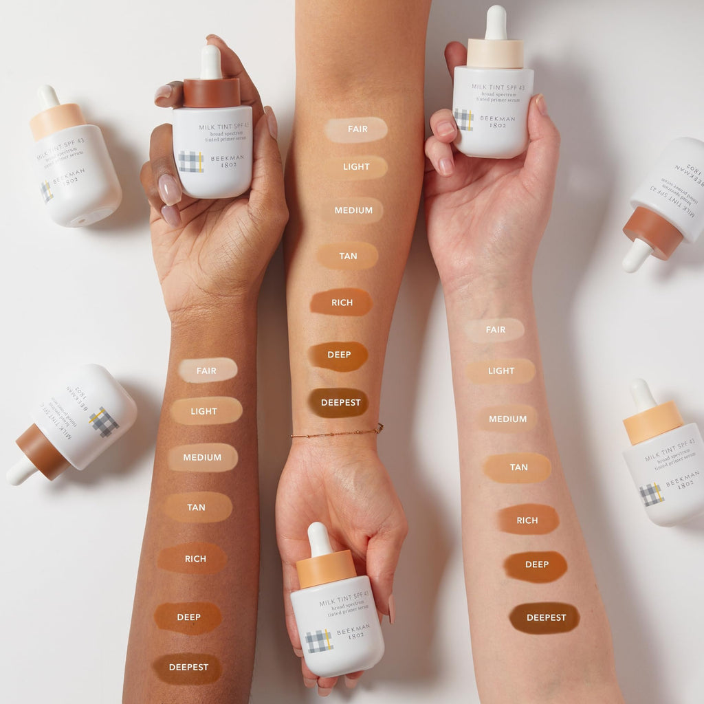Beekman 1802 Milk Tint Face Primer SPF 43 – Tan | Tinted Mineral Primer & Light Moisturizer