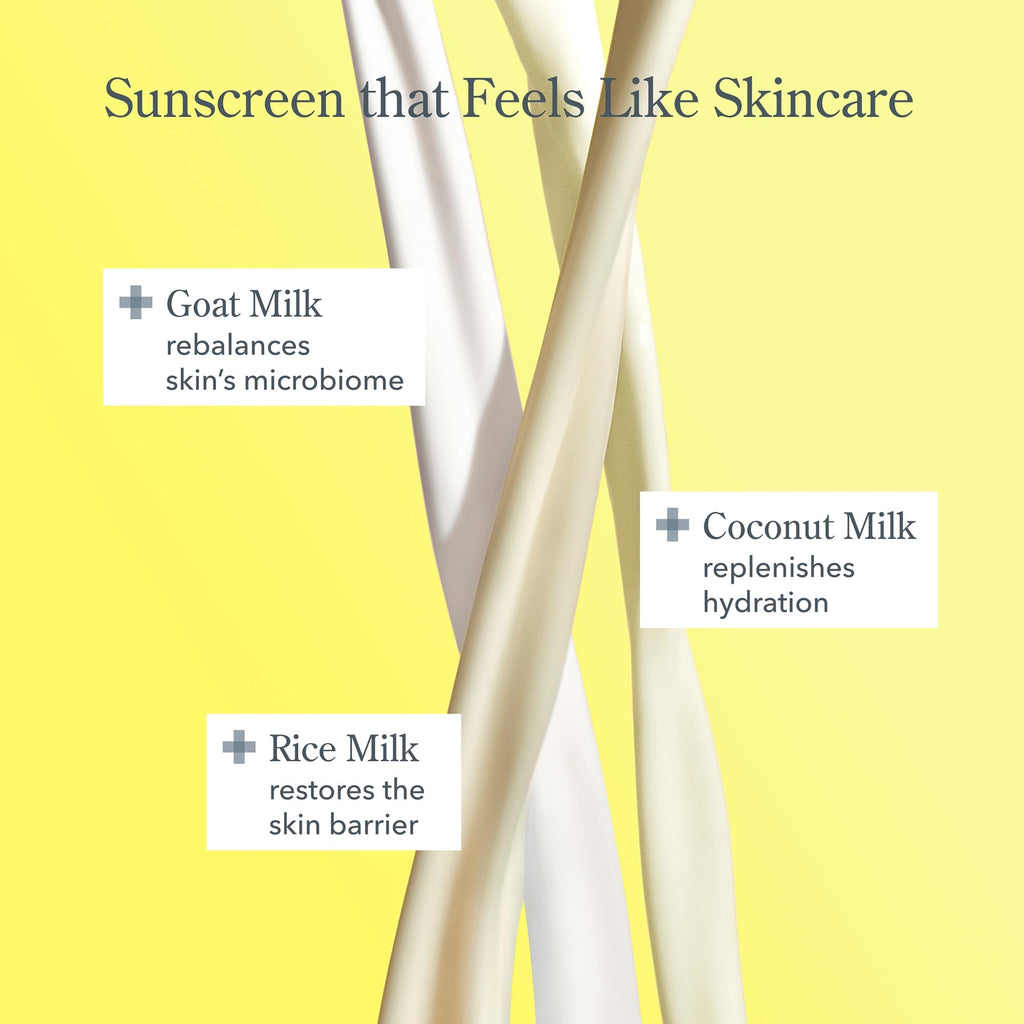 Beekman 1802 Solar Milk SPF 50 3-in-1 Face Sunscreen – Lightweight Gel, Goat Milk, Makeup Primer