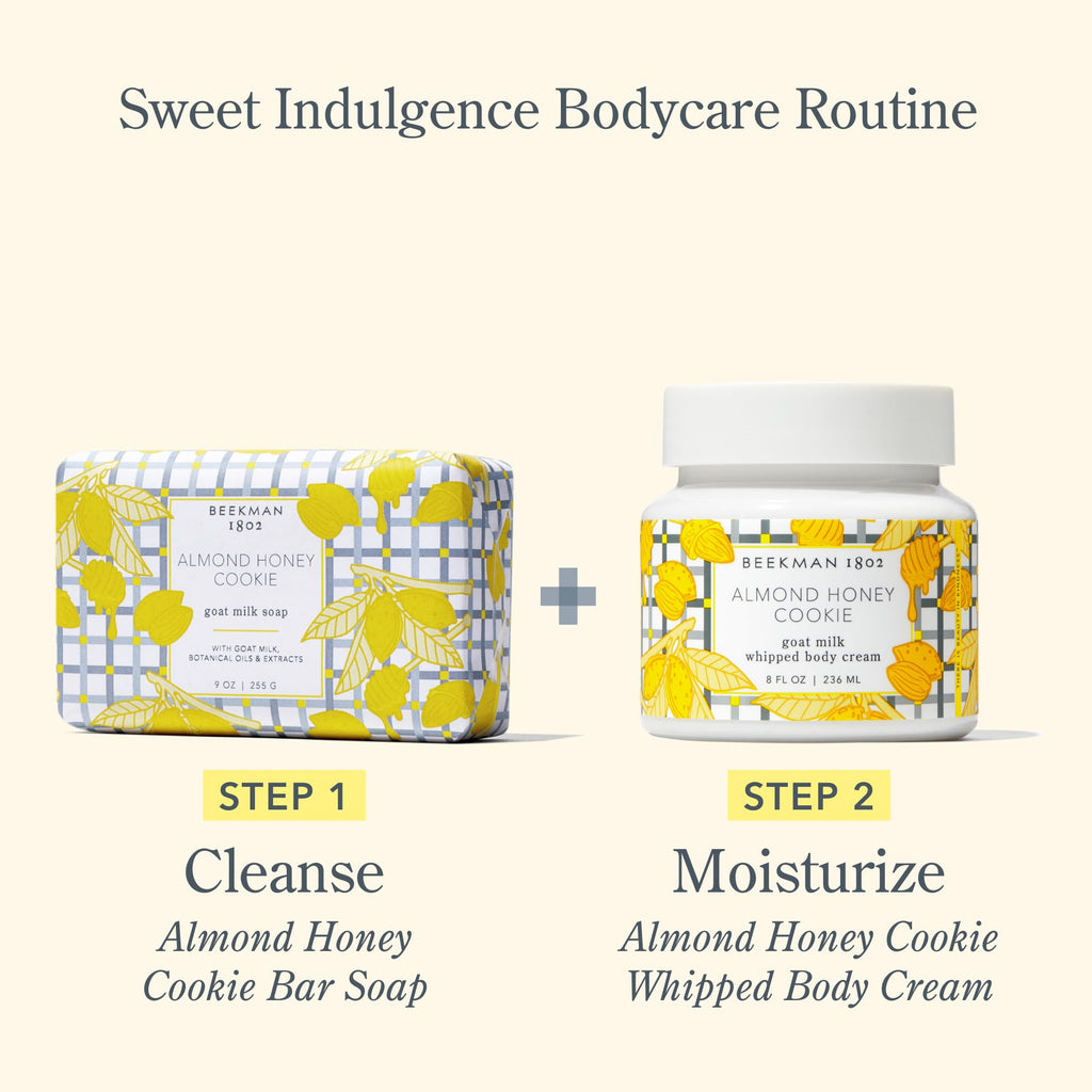 Beekman 1802 Whipped Body Cream – Goat Milk Moisturizer with Mango Seed Butter & Vitamin E (8 oz) Almond Honey Cookie