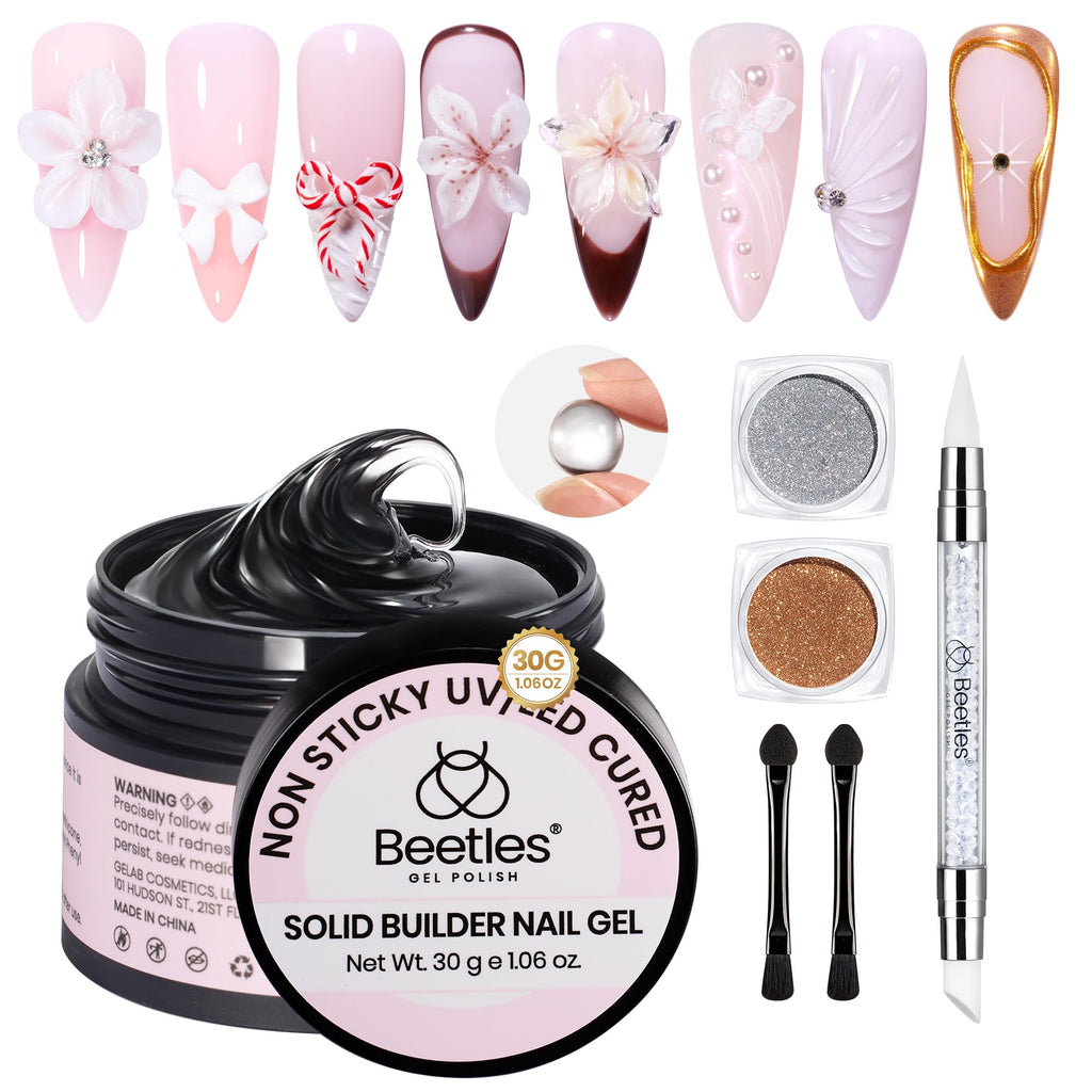 Beetles 3D Gel Nail Art Kit Crystal Orb – Clear Builder Gel 1 oz, 5-in-1 DIY Nail Art for Home Salon (UV/LED Cure Required)