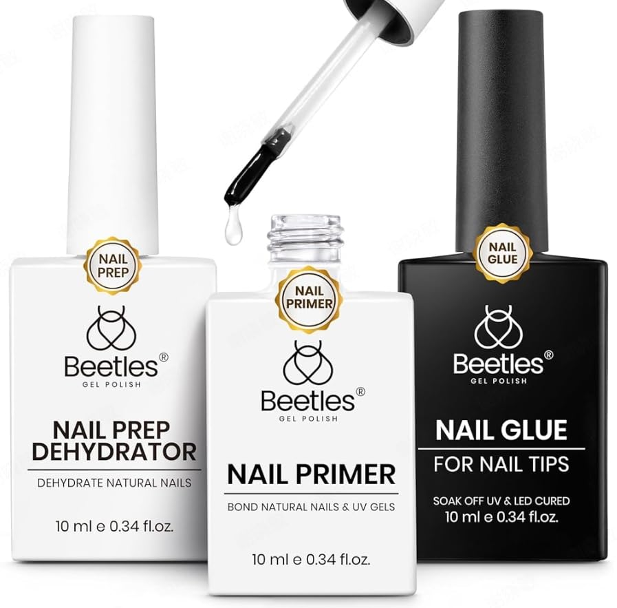 Beetles 9-in-1 Gel Nail Glue, Dehydrator & Primer — Acid-Free, HEMA-Free Nail Prep for Extensions