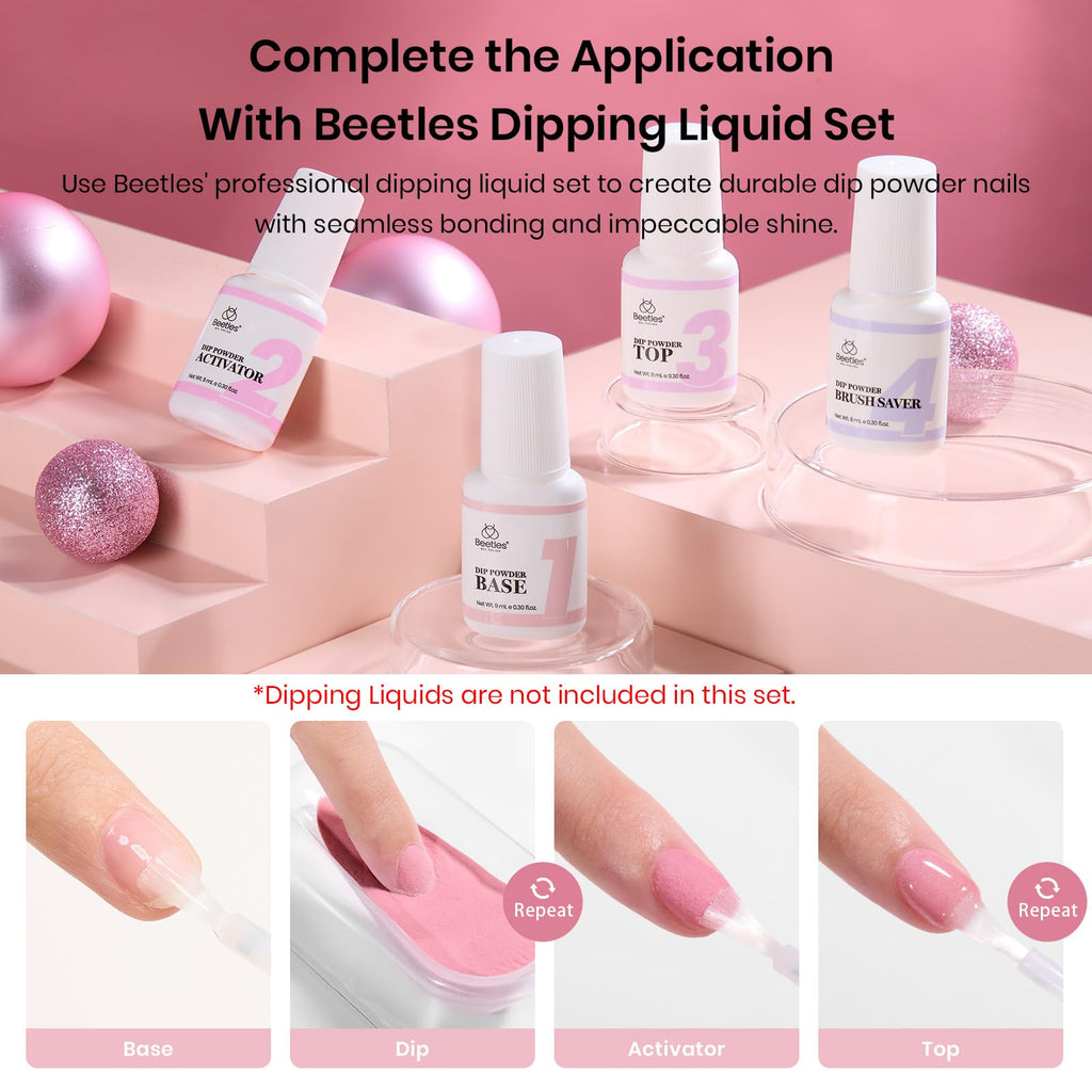 Beetles Pink Dip Powder Nail Kit — 6 Nude Pink Shades, No Lamp Needed, Long-Lasting & Cruelty-Free