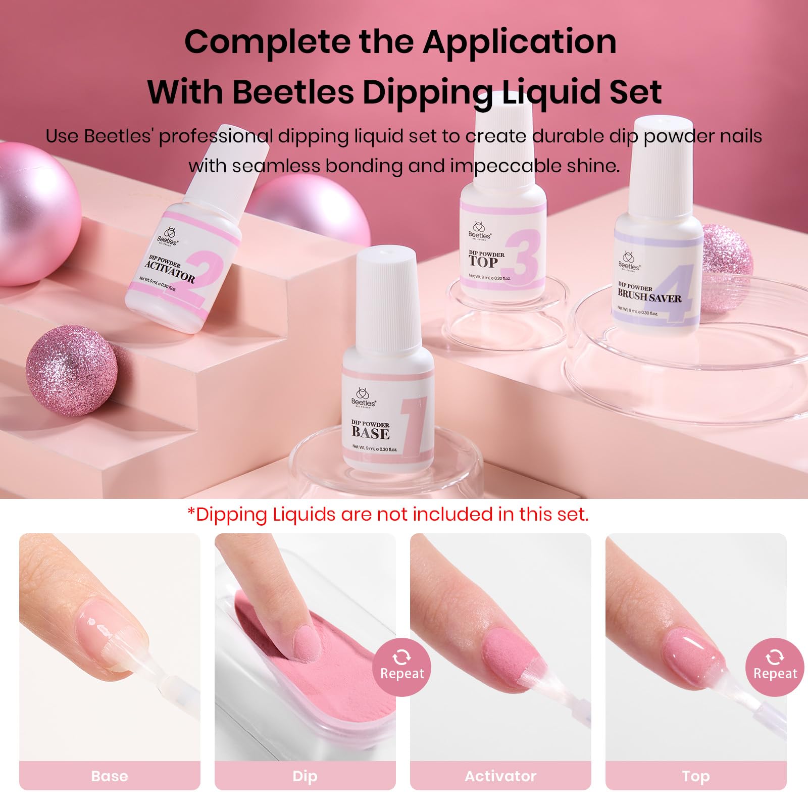 Beetles Pink Dip Powder Nail Kit — 6 Nude Pink Shades, No Lamp Needed, Long-Lasting & Cruelty-Free