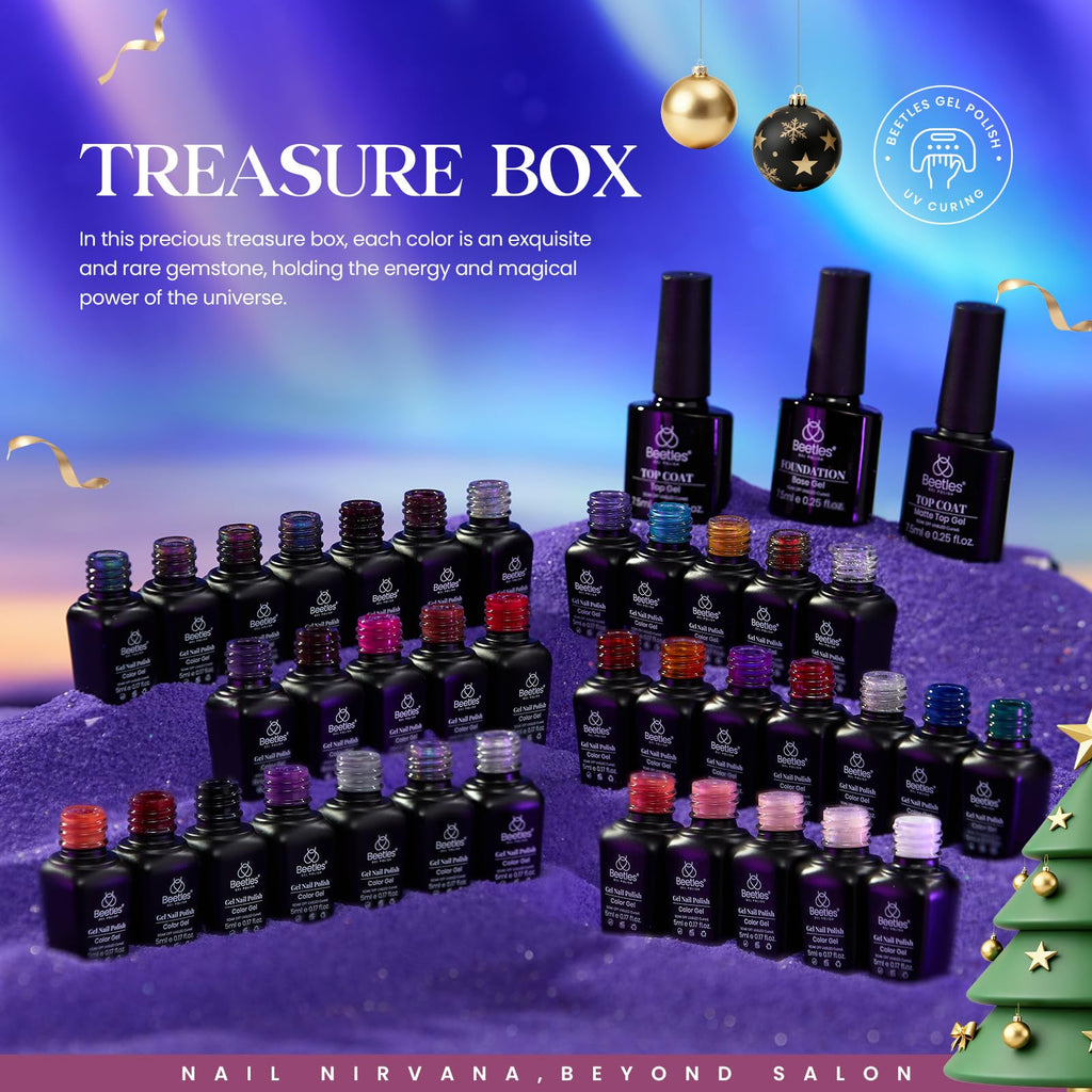 Beetles Gel Nail Polish – 39-Piece Jelly Nail Set with Glitter Colors & 3 Base/Top Coats