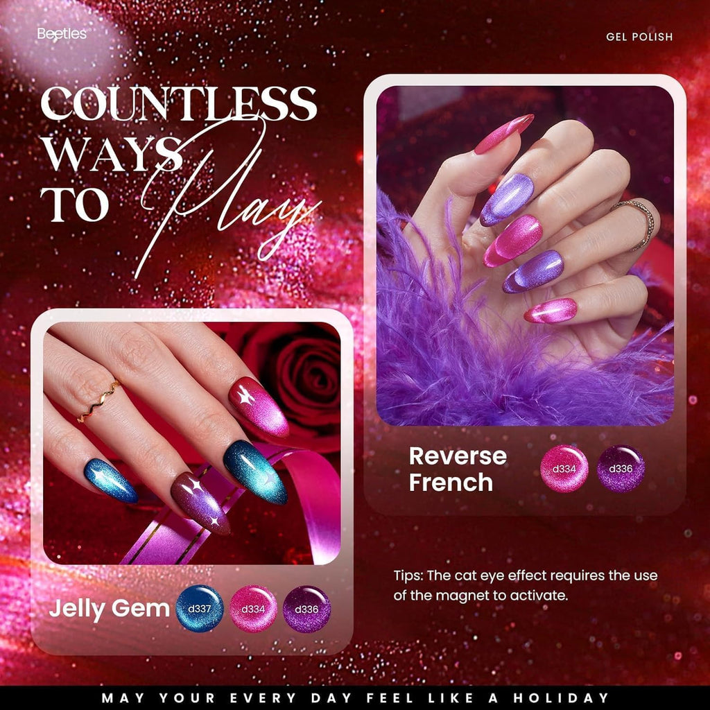Beetles Cat Eye Gel Nail Polish Set – 20 Colors + Magnet Pen, Base & Top Coats, Soak Off UV/LED