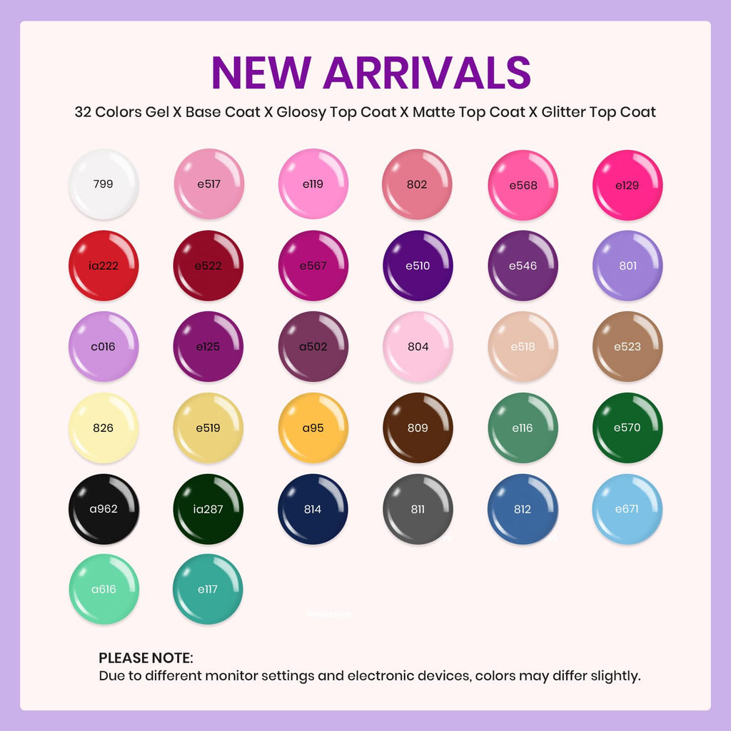 Beetles Spring Gel Polish Set — 32 Colors UV/LED Nails Kit with Base & Top Coats