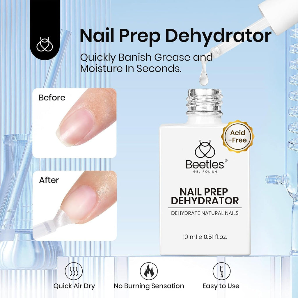Beetles 9-in-1 Gel Nail Glue Kit: Dehydrator, Primer, and Bonding Gel for Nail Extensions (HEMA-Free, Acid-Free)