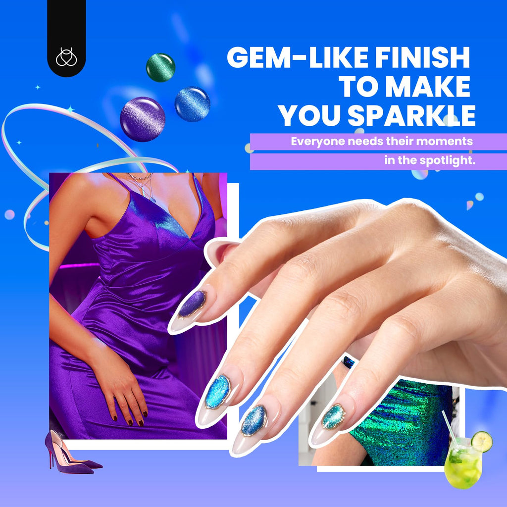 Beetles Cat Eye Gel Nail Polish Set — 20 Colors with Magnet, Base Coat, Matte & Gloss Top Coats