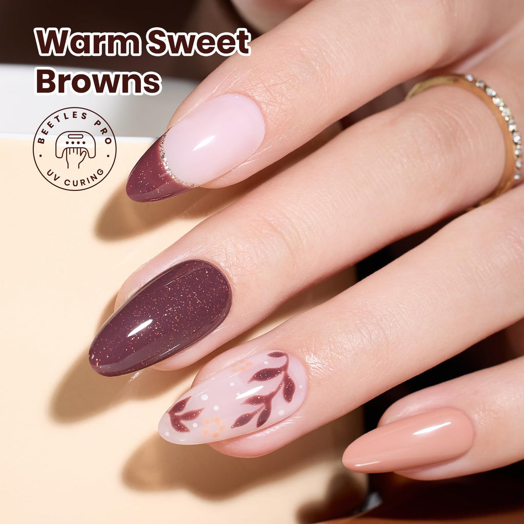 Beetles Brown Gel Polish Set — 6 Warm Brown Shades, 7.5ml Each, Cruelty-Free