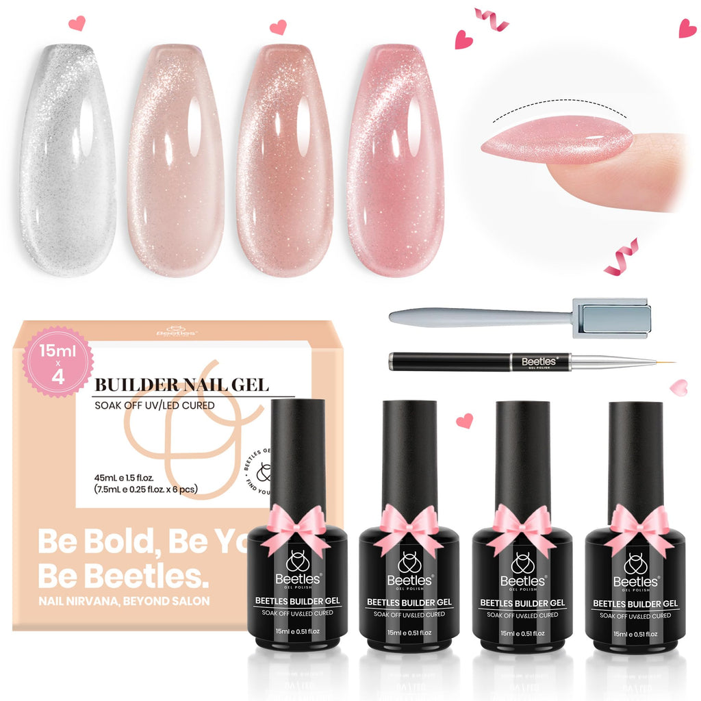Beetles Builder Gel Kit Star Cascade – 7-in-1 Cat Eye Nail Gel for DIY Nails