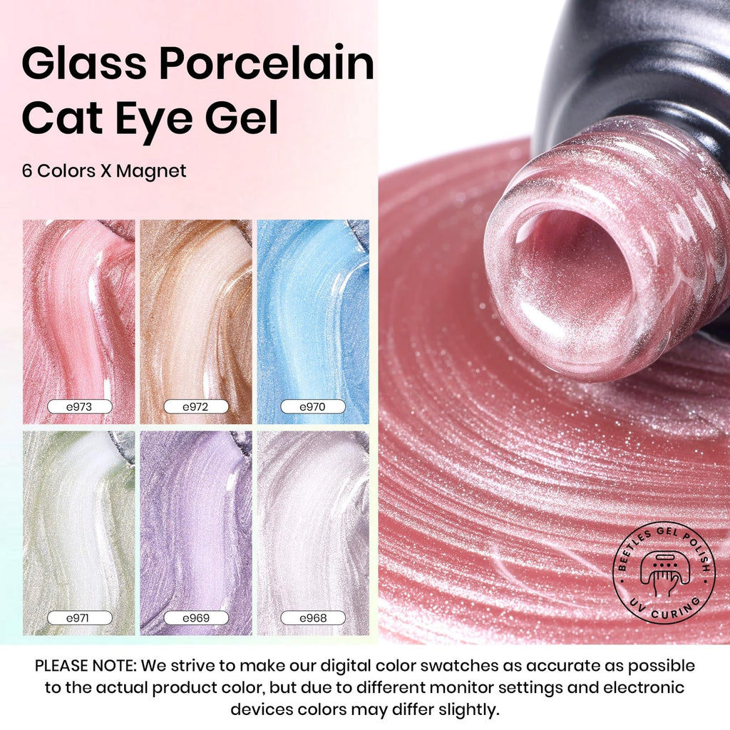 Beetles Cat Eye Gel Nail Polish Set – 6 Colors + Magnet, Soak-Off UV/LED, Home Manicure Kit