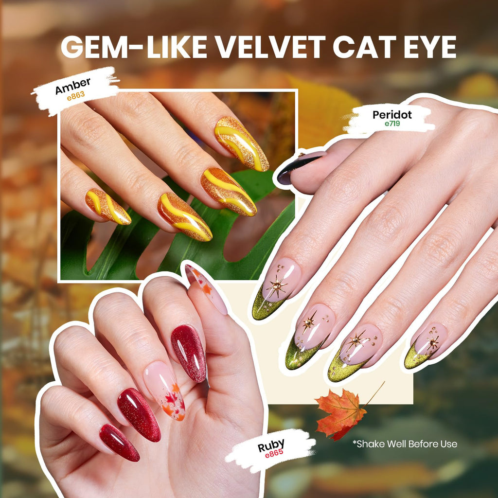 Beetles Cat Eye Gel Nail Polish Set — 6 Colors with Magnetic Kit (Soak-Off, LED)