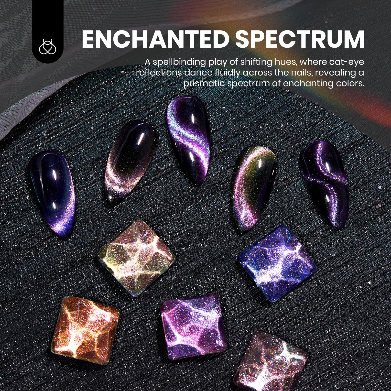 Beetles Cat Eye Gel Polish Set – 6 Colors with Magnet | Soak-Off UV Velvet Finish | Enchanted Spectrum Collection