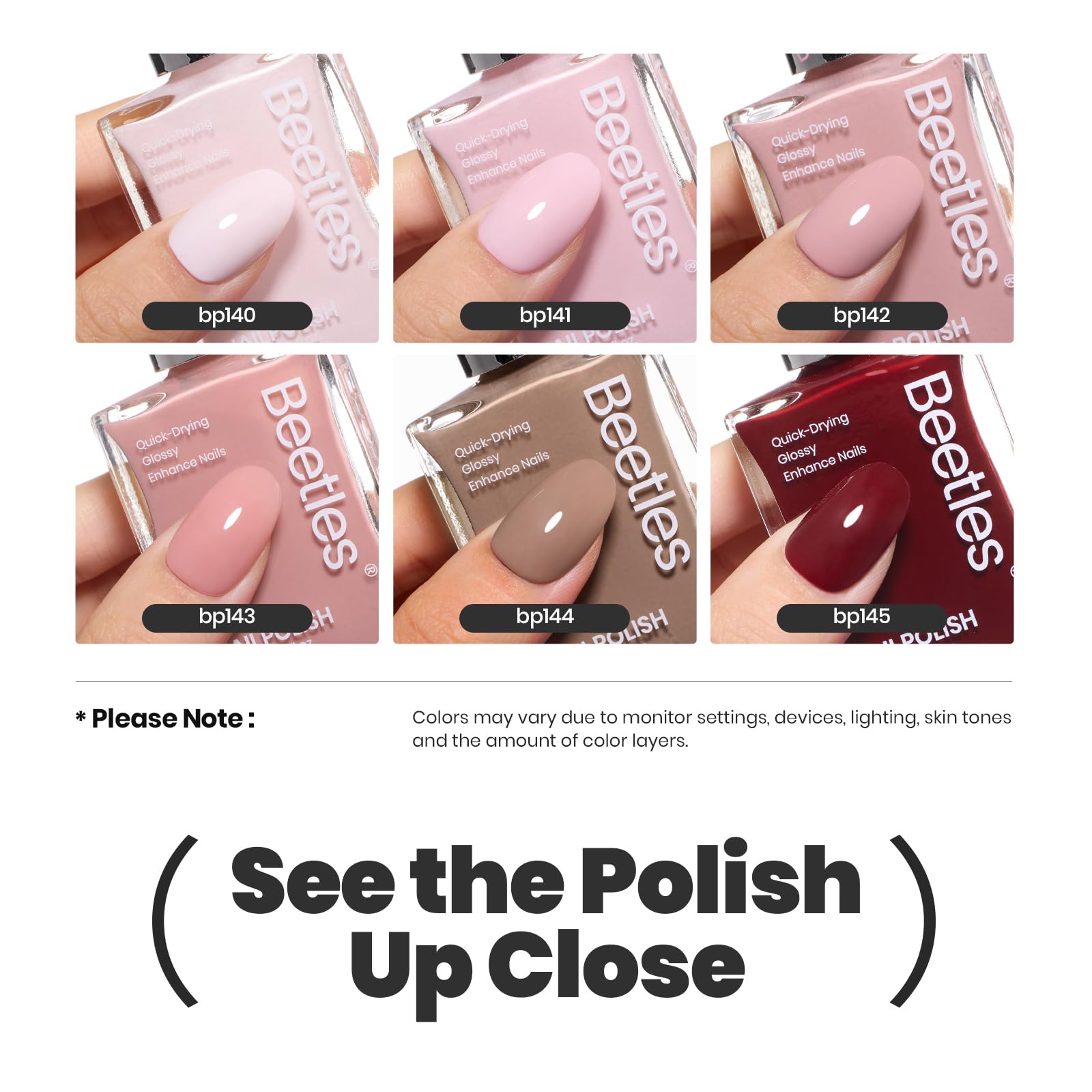Beetles Fall Nail Polish Set Coconut Mousse – 6 Colors, Quick Dry, Nude Browns