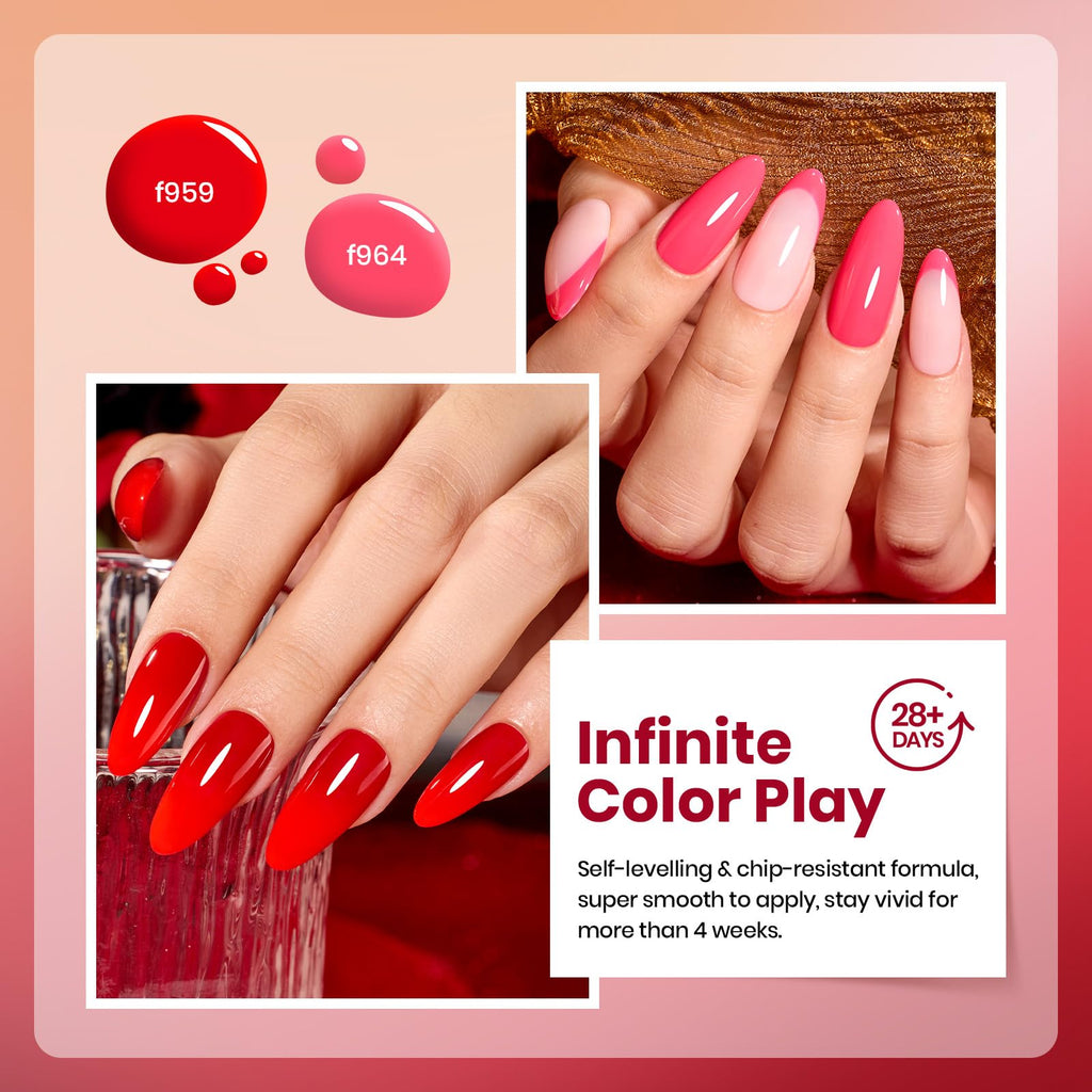 Beetles Red Gel Nail Polish Set – Crimson Horizon (6 Colors)