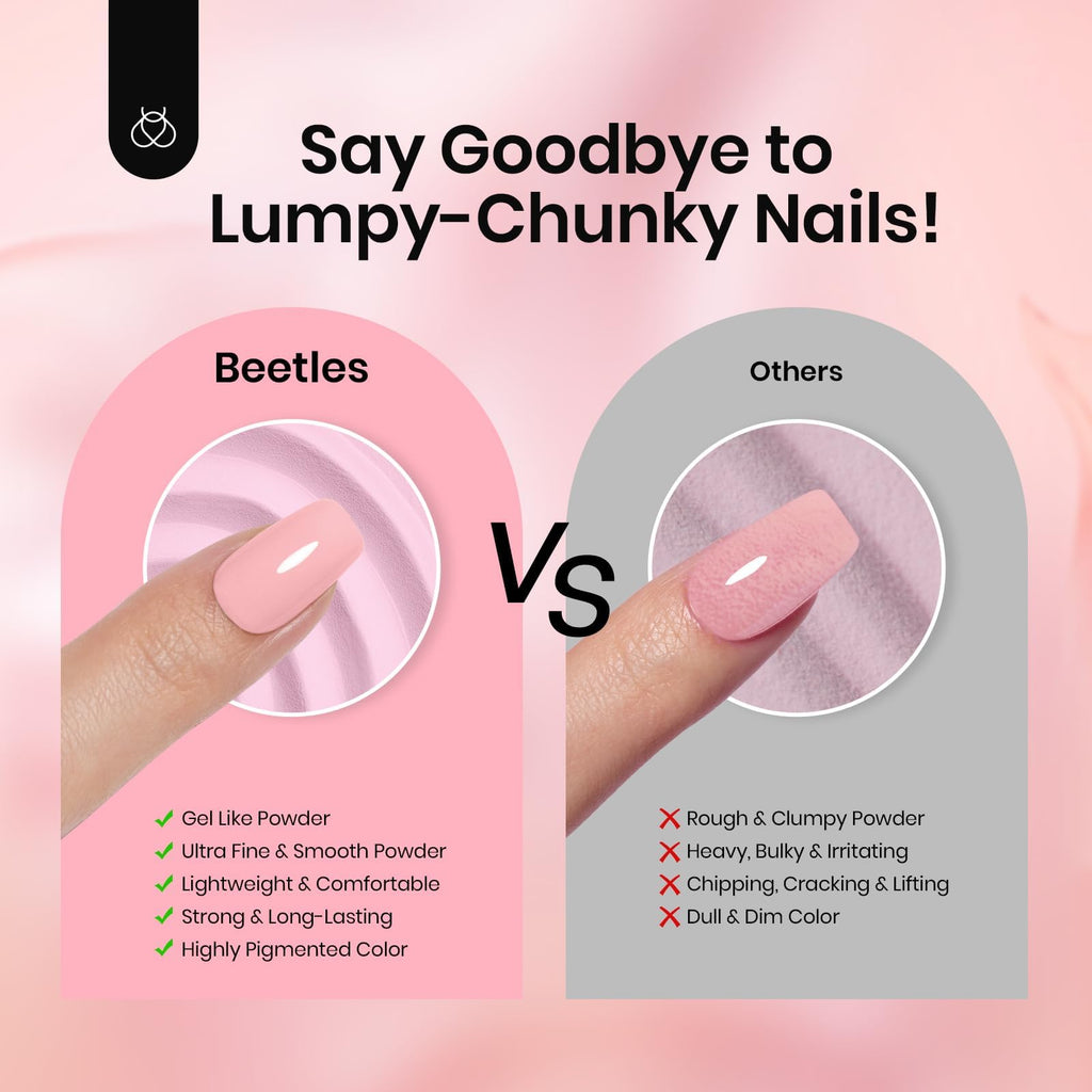 Beetles Pink Dip Powder Nail Kit — 6 Nude Pink Shades, No Lamp Needed, Long-Lasting & Cruelty-Free