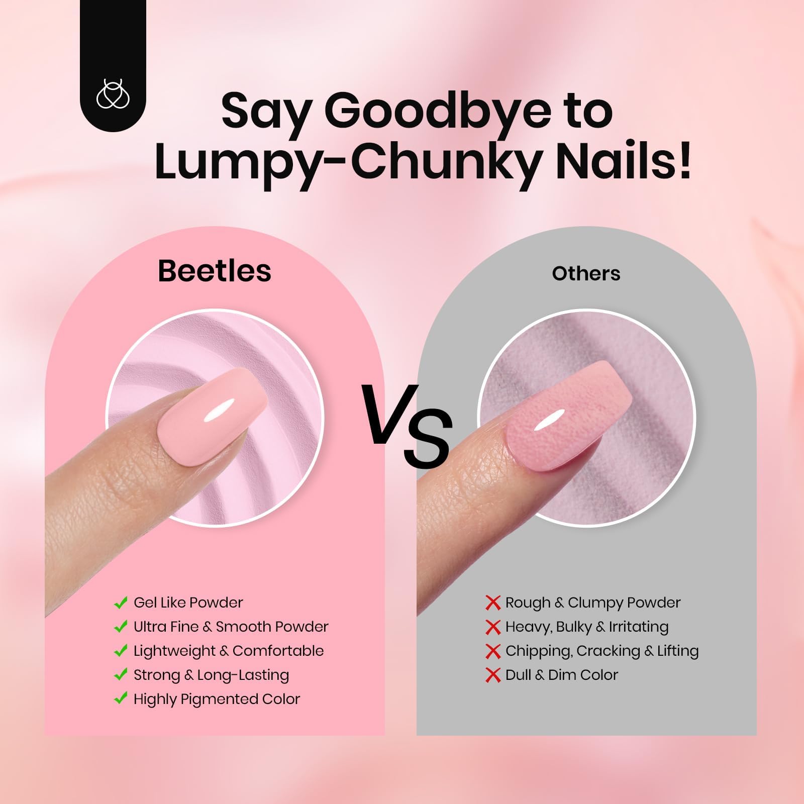 Beetles Pink Dip Powder Nail Kit — 6 Nude Pink Shades, No Lamp Needed, Long-Lasting & Cruelty-Free