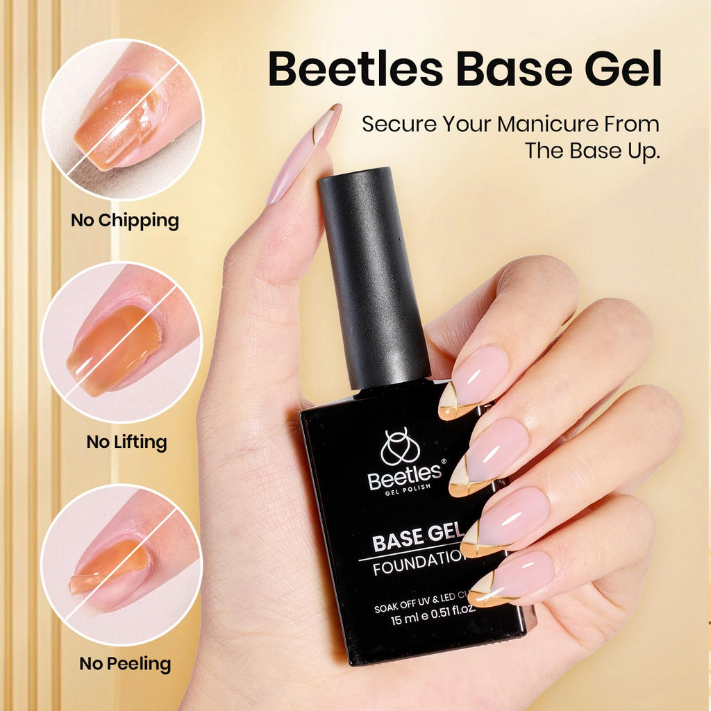 Beetles 6-Pcs 15ml Glossy & Matte Gel Top & Base Coat Set with Dehydrator, Keratin Primer, Acid-Free & HEMA-Free