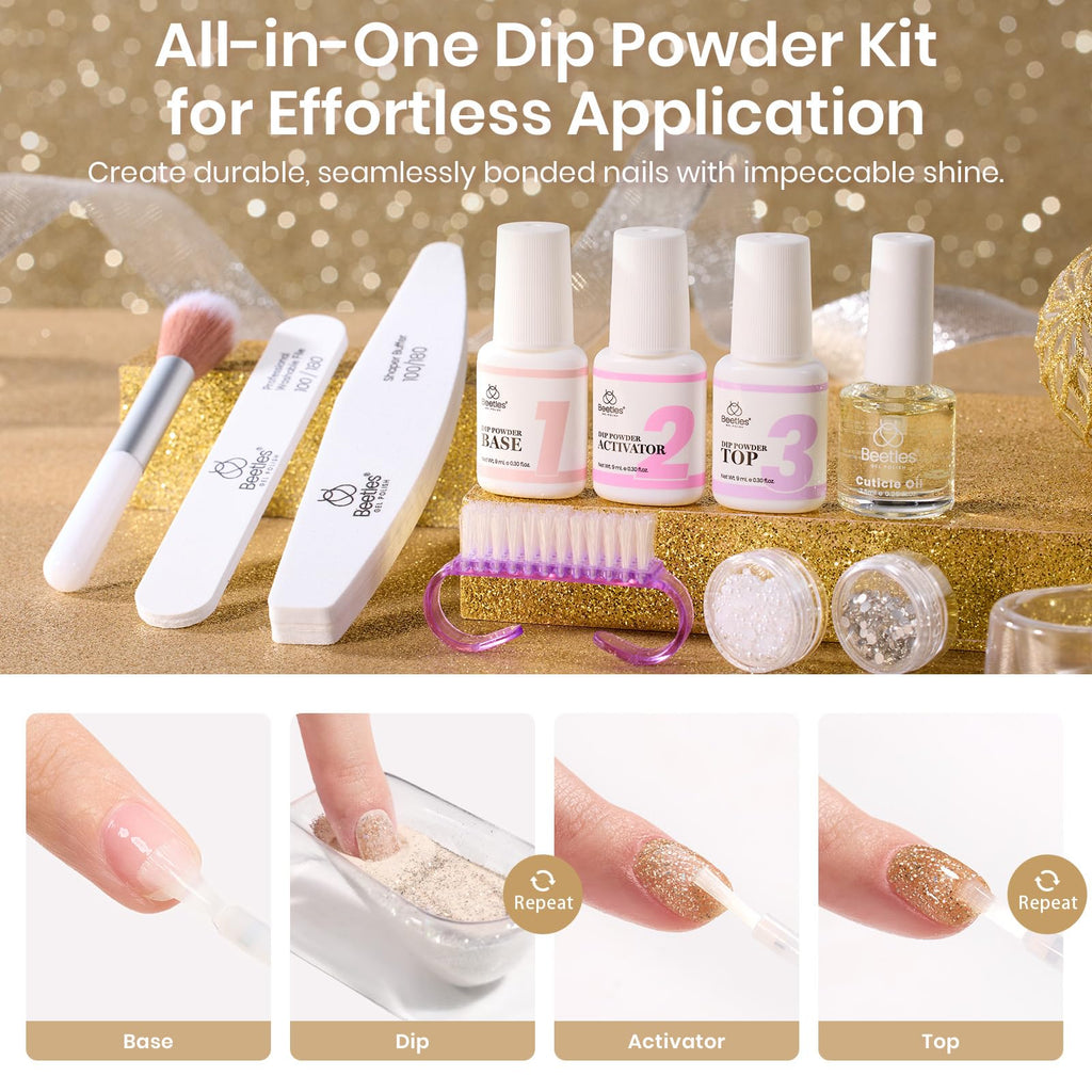 Beetles Dip Powder Nail Kit – Luxury Radiance 6-Color Set with Base, Top Coat & Tools