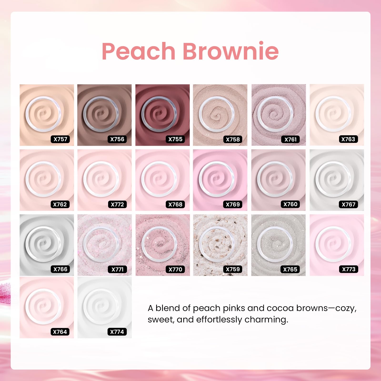 Beetles Dip Powder Nail Kit – 20 Colors Peach Brownie Collection + Electric Nail Drill