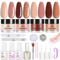 Beetles Dip Powder Nail Kit Starter Set – Espresso Glow Collection | Fall & Winter Brown Nude Glitter