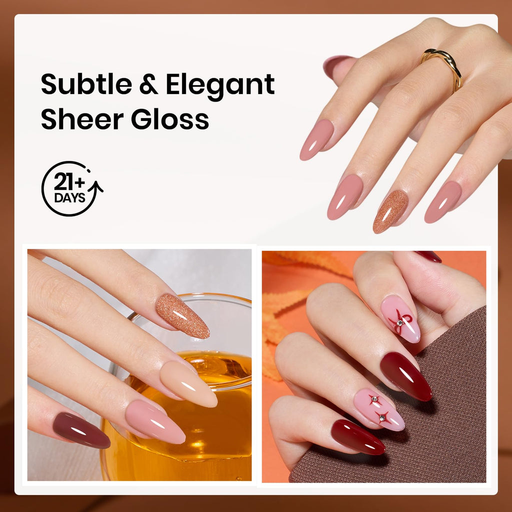 Beetles Dip Powder Nail Kit Starter Set – Espresso Glow Collection | Fall & Winter Brown Nude Glitter