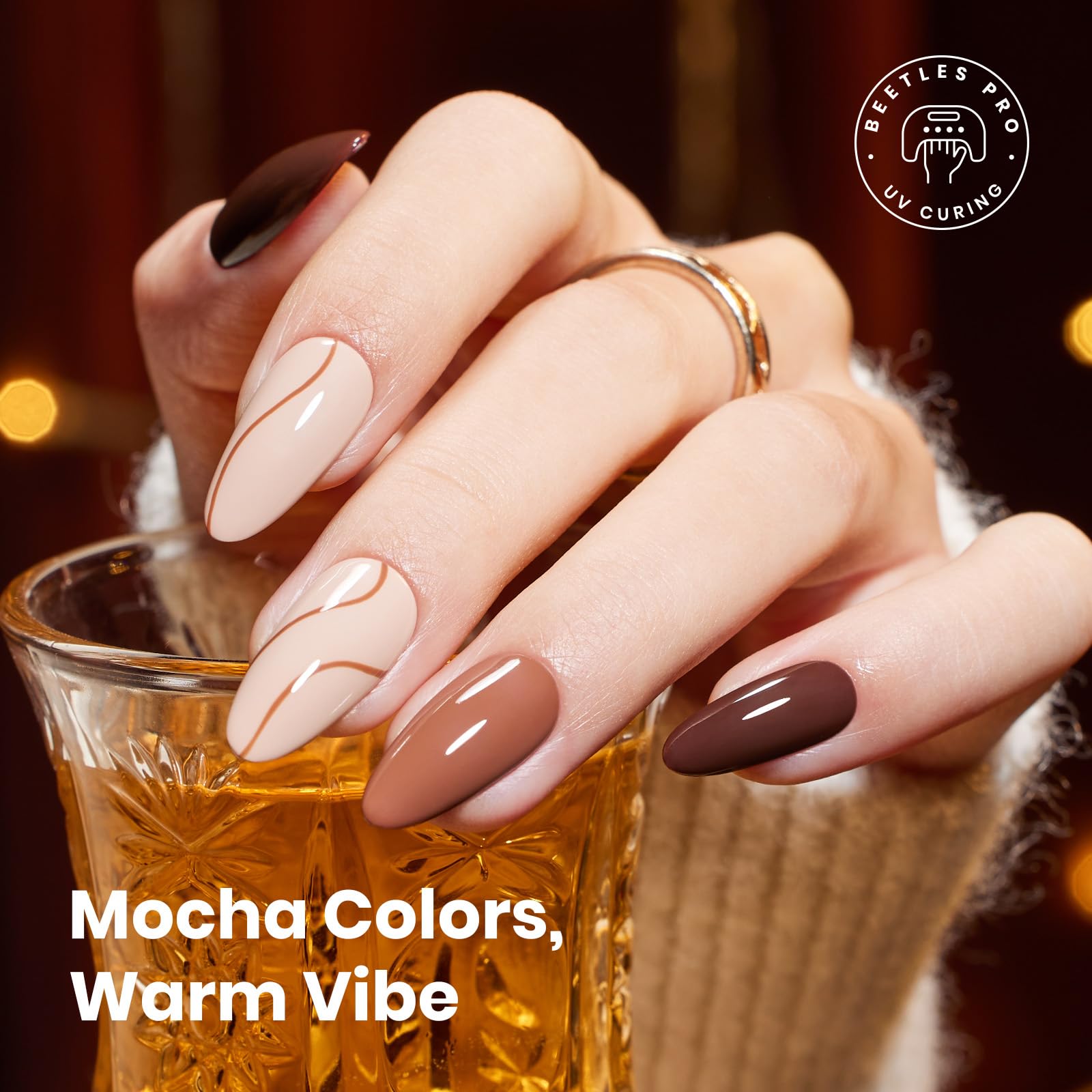 beetles Brown Gel Polish Set – Midnight Serenity, HEMA-Free 6 Colors + Swatch Card