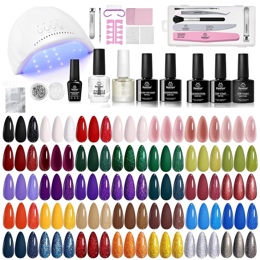 Beetles Gel Nail Polish Kit with UV Lamp – 68 Pcs, 45 Colors, Gift-Ready Set
