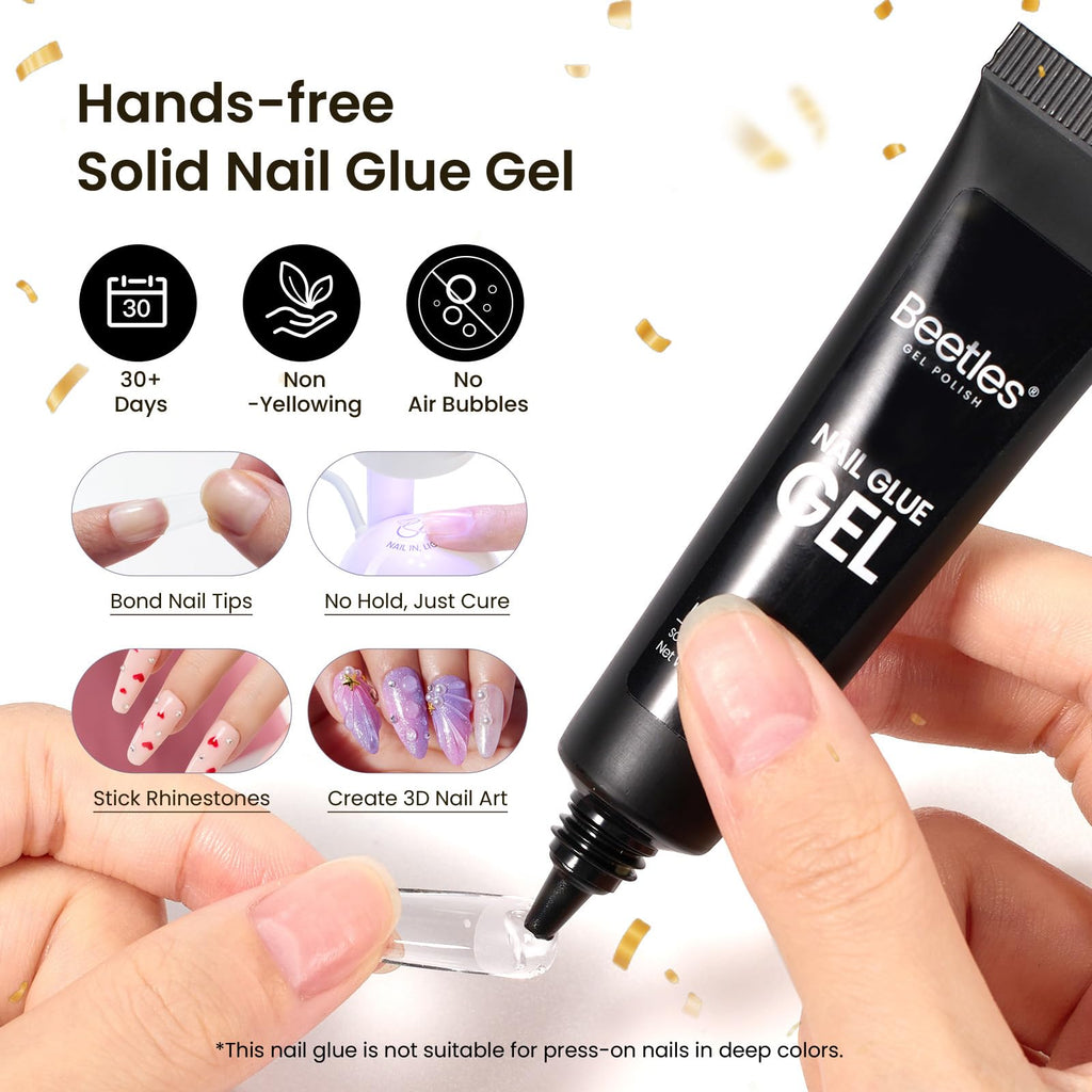 Beetles Gel Nail Kit Medium Almond | 576 Half Matte Tips, Primer, Dehydrator, Glue, Mini UV Lamp