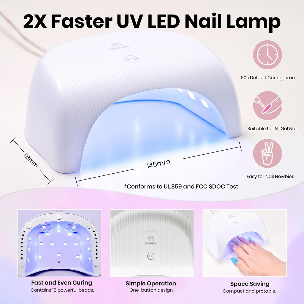 Beetles Gel Nail Polish Kit with UV Light – 81 Pcs, 55 Colors & Base/Top Coats