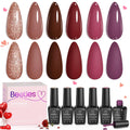 Beetles Gel Nail Polish Set Plum Burgundy & Glitter – 6-Piece Kit (Soak Off, UV/LED)