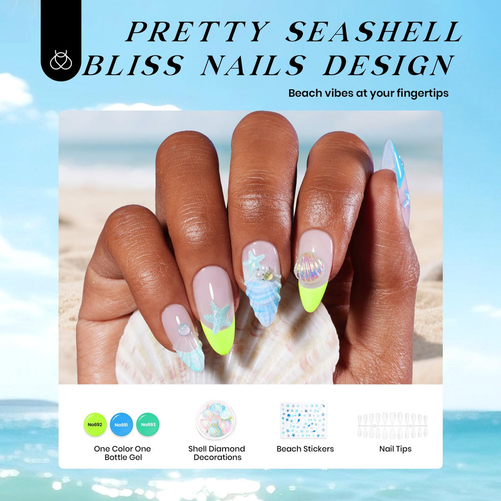 Beetles Gel Nail Polish Set with Mini LED Lamp – Purple Red Green Yellow Colors & Nail Art Kit