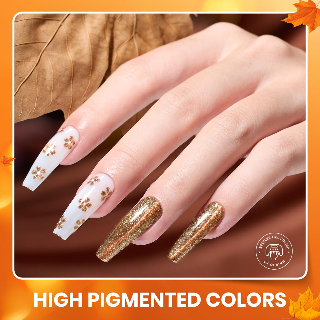 Beetles Gel Nail Polish Set – Autumn Aura, 20 Colors with Cat Eye & Glitter