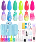 Beetles Gel Nail Polish Set with Mini LED Lamp – Purple Red Green Yellow Colors & Nail Art Kit