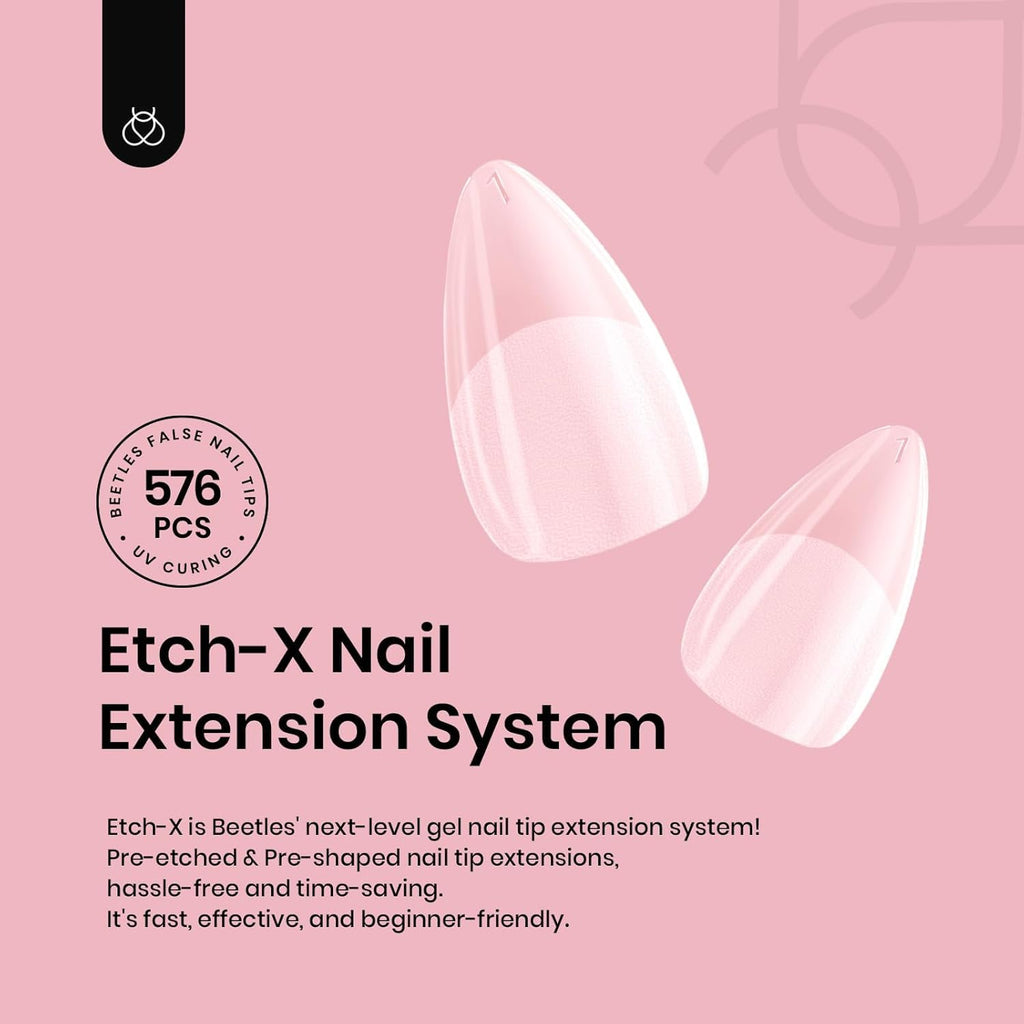 Beetles Gel Nail Tips 576Pcs – Extra Short Almond Half Matte Press-On Nail Tips for Easy DIY Extensions