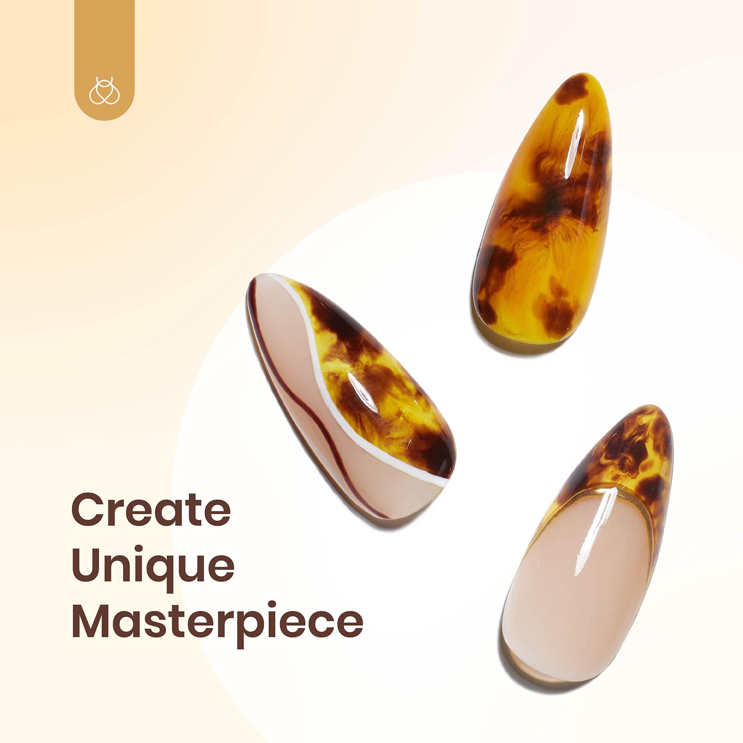 Beetles Gel Polish with Blooming Gel – Amber Attraction: 5 Brown Shades + Clear Blooming Gel | UV Nail Polish Gift Set