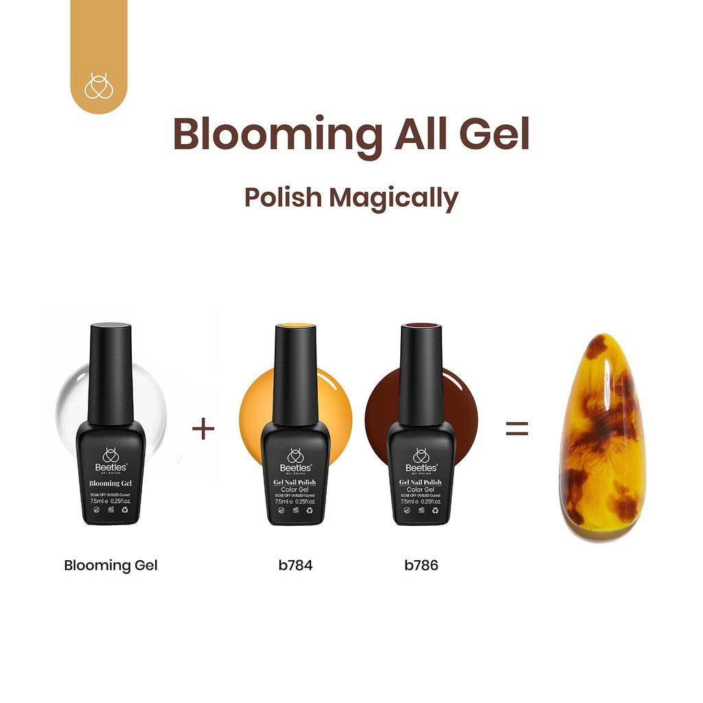 Beetles Gel Polish with Blooming Gel – Amber Attraction: 5 Brown Shades + Clear Blooming Gel | UV Nail Polish Gift Set