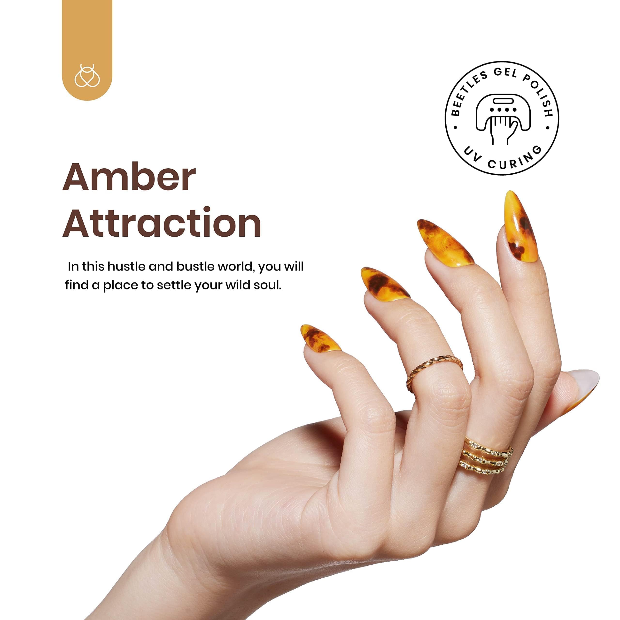 Beetles Gel Polish with Blooming Gel – Amber Attraction: 5 Brown Shades + Clear Blooming Gel | UV Nail Polish Gift Set