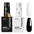 Beetles Black & White Gel Polish Kit — HEMA-Free, Soak-Off, 2 Colors, Same Bottle Design