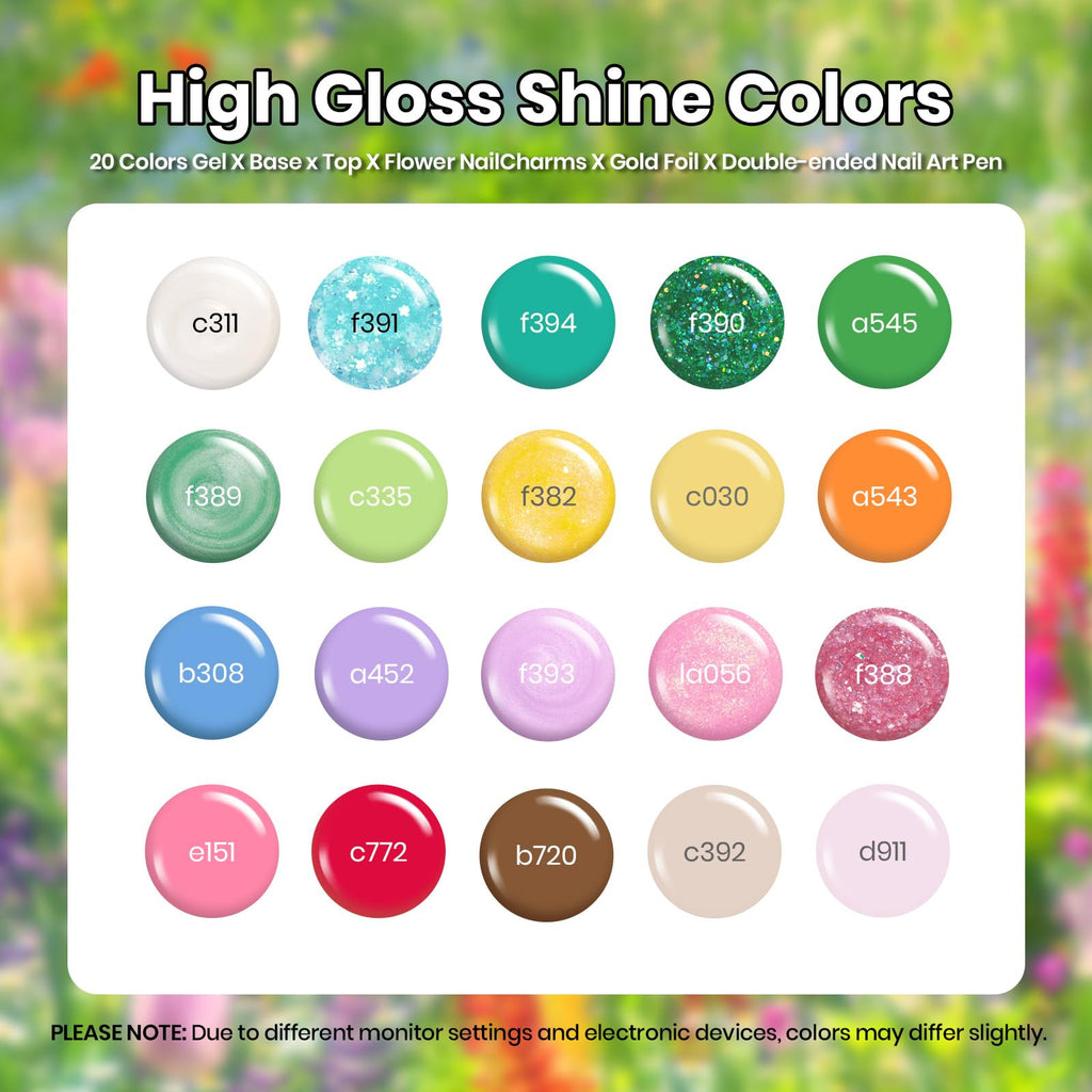 Beetles Gel Nail Polish Set – 20 Pastel Colors with Glossy & Matte Top & Base Coats