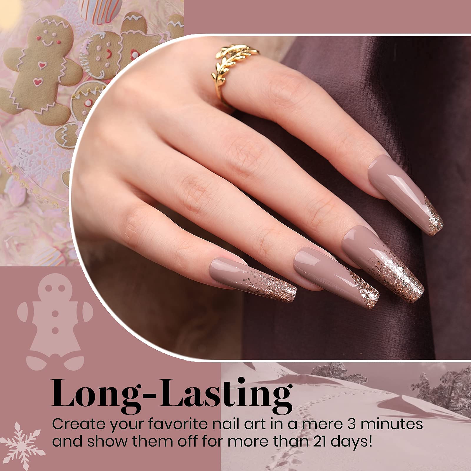 Beetles Gel Polish Set – 6 Winter Shades (Brown, Burgundy, Champagne Gold) | Soak Off UV/LED