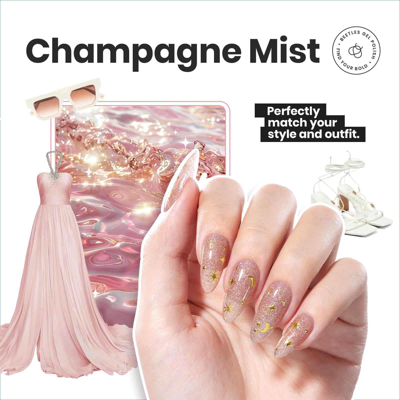 Beetles Gel Polish Set – 6 Nude Colors | Quick-Dry, Shimmer Nude & Jelly Pink Kit