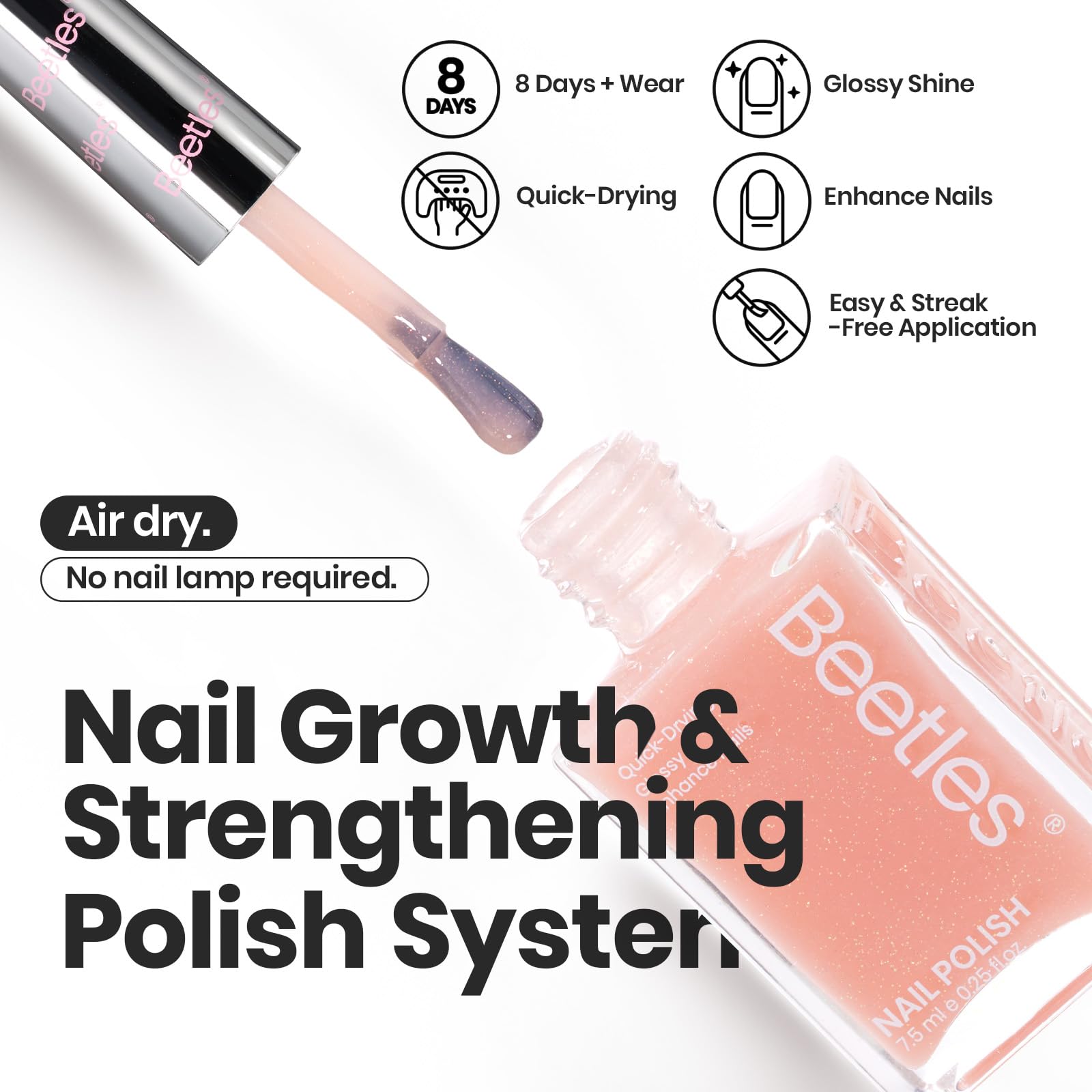 Beetles Gel Polish Set – 6 Nude Colors | Quick-Dry, Shimmer Nude & Jelly Pink Kit