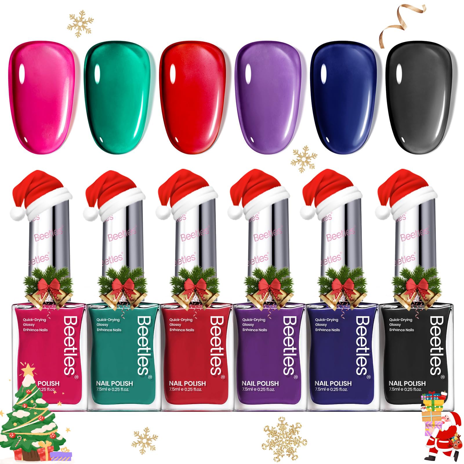 Beetles Gel Nail Polish Set – 6 Quick-Dry Jelly Colors for Winter and Fall