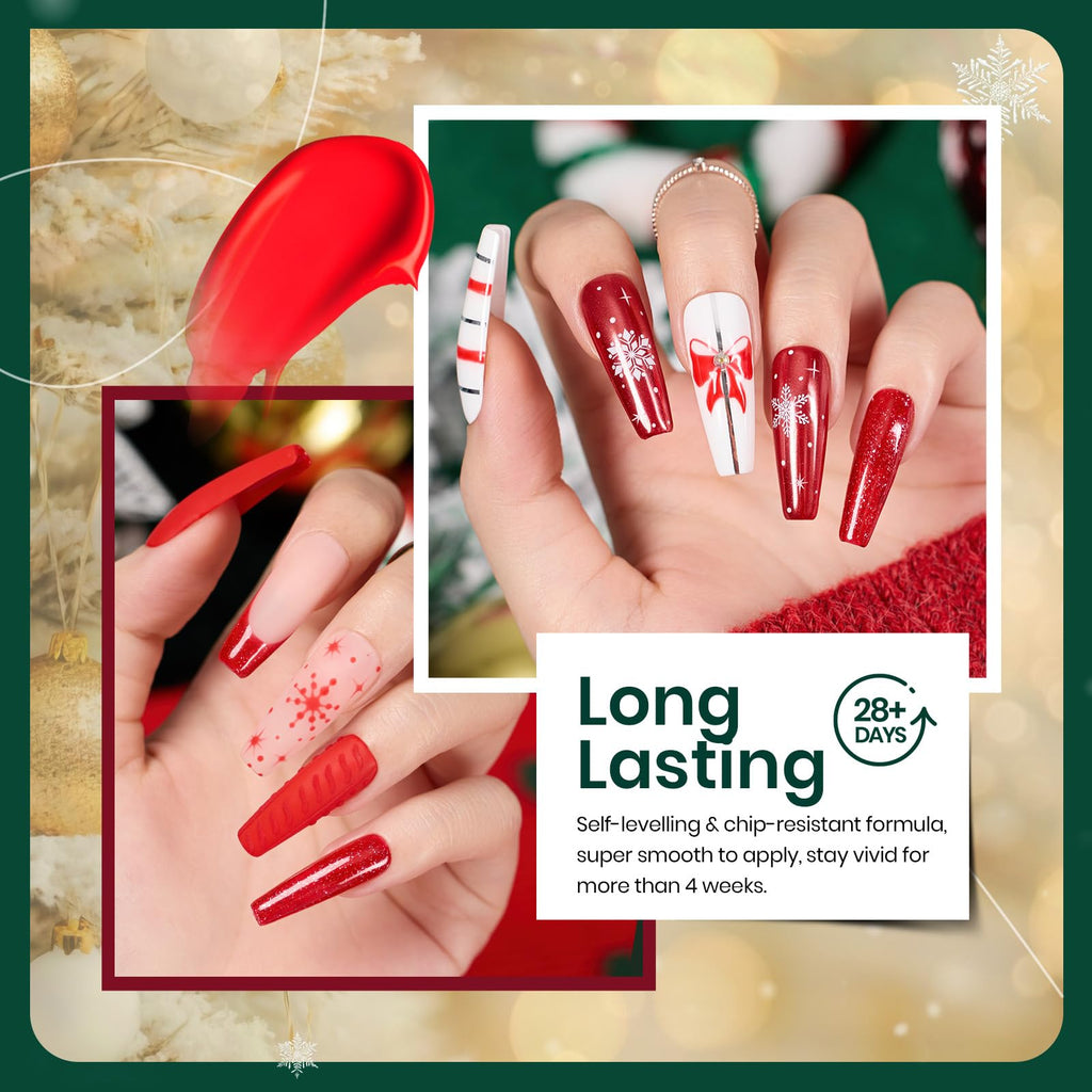 Beetles Gel Polish Set - Stain Carol Collection Holiday Nail Kit + Strengthener