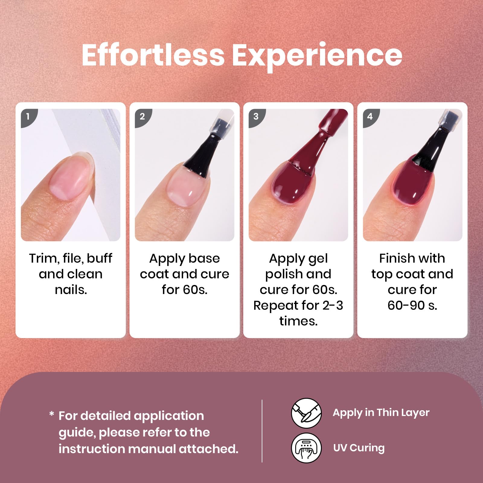 Beetles Gel Nail Polish Set – 6-Piece Burgundy, Plum, Nude & Gold Glitter for Home Salon
