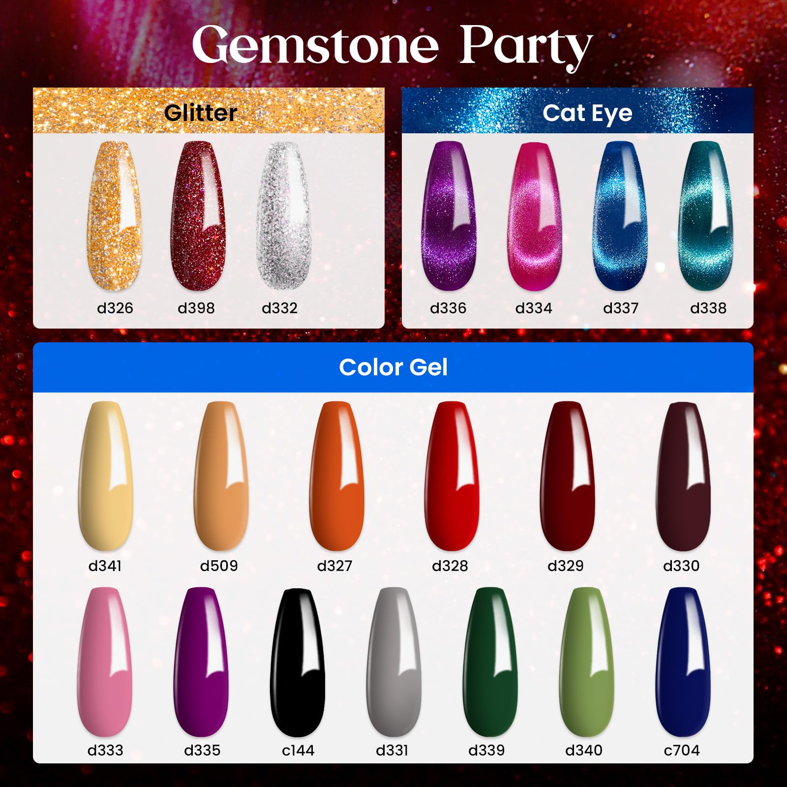 Beetles Cat Eye Gel Nail Polish Set – 20 Colors + Magnet Pen, Base & Top Coats, Soak Off UV/LED