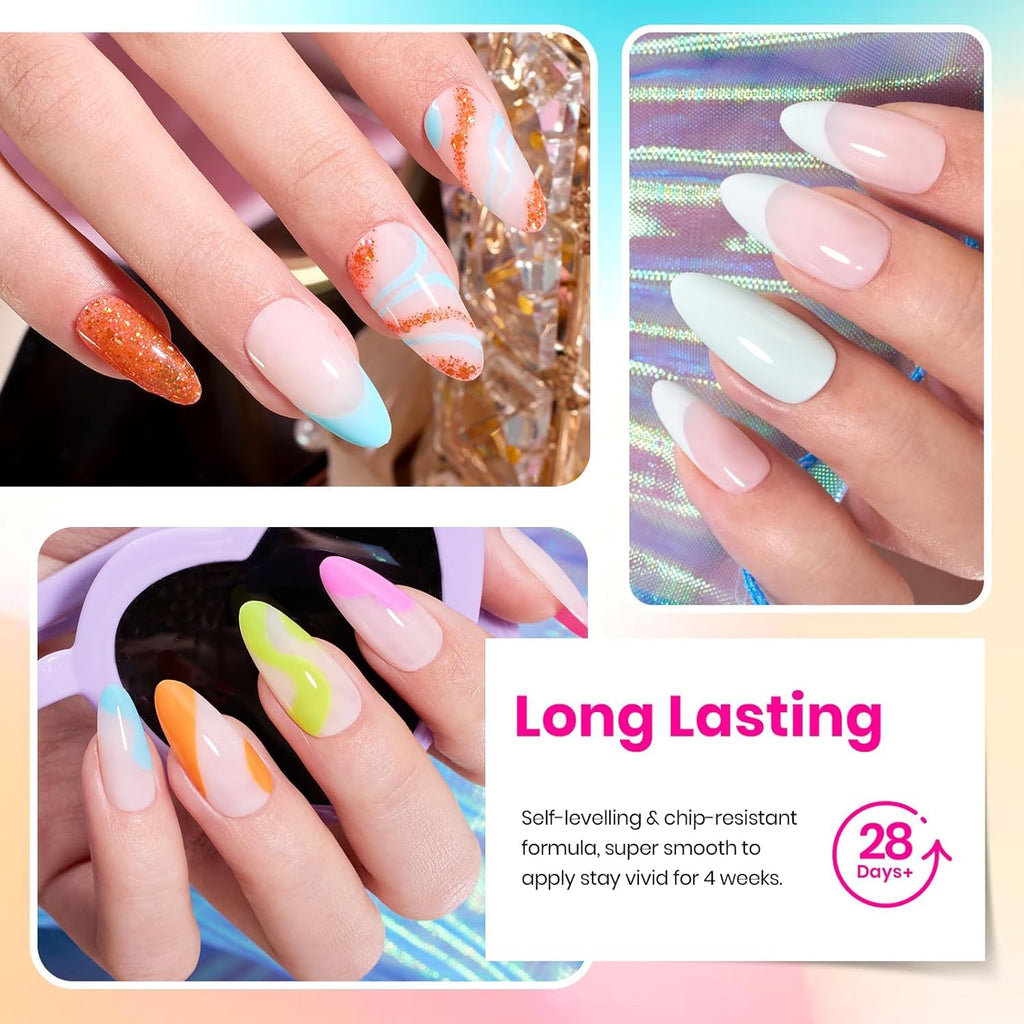 Beetles Spring Gel Nail Polish Set – 20 Neon Pastel Colors + Base & Top Coats