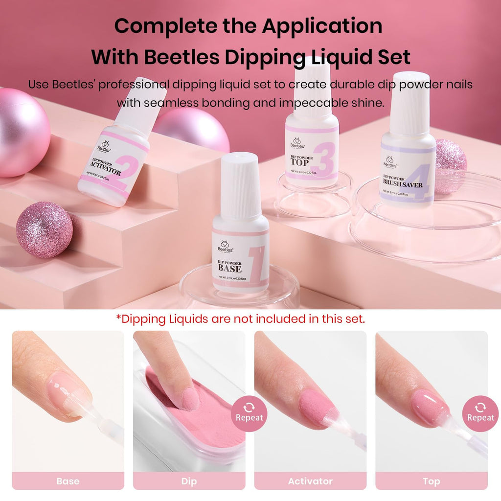 Beetles Pink Dip Powder Nail Kit — 6 Nude Pink Shades, No Lamp Needed, Long-Lasting & Cruelty-Free